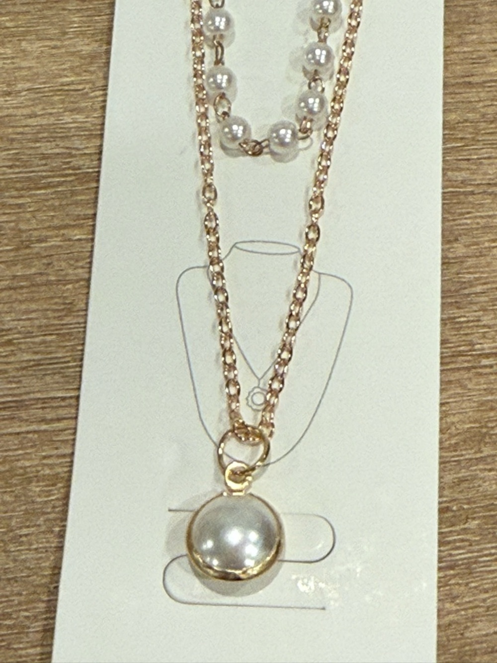Fashion Jewelry Bundle: Red Heart & Pearl Double Layer Gold Necklaces - Picture 3 of 3